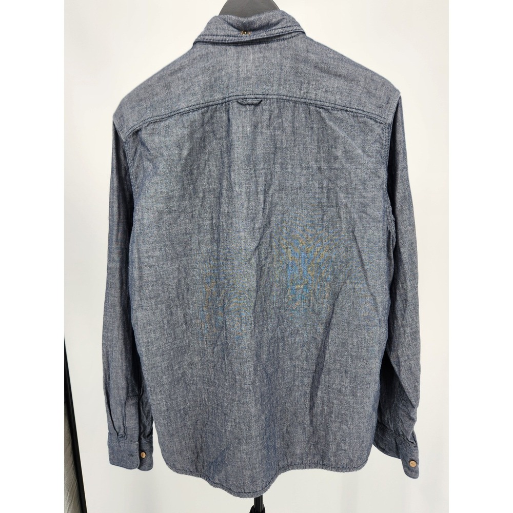 Timberland Mens Blue Chambray Long Sleeve Button Down Shirt Two Pocket Size L - Picture 8 of 14